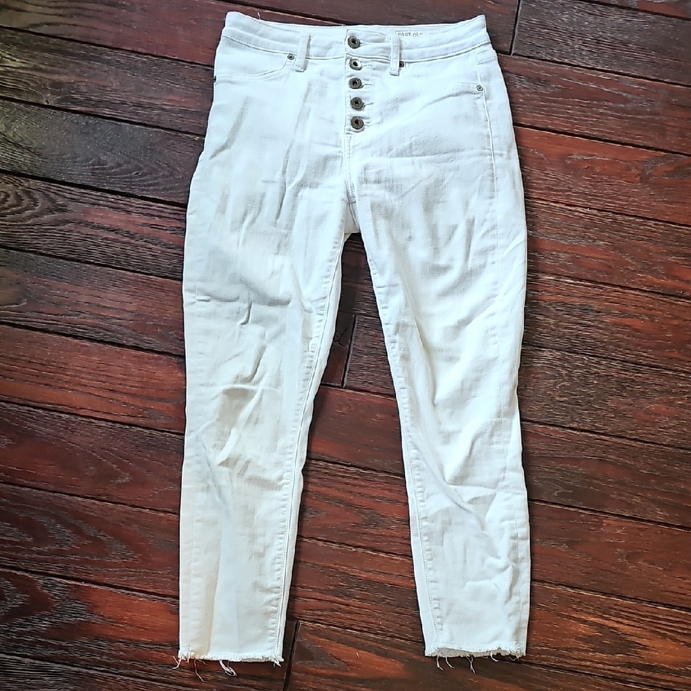 Pistola High Rise White Button-Fly Jeans
